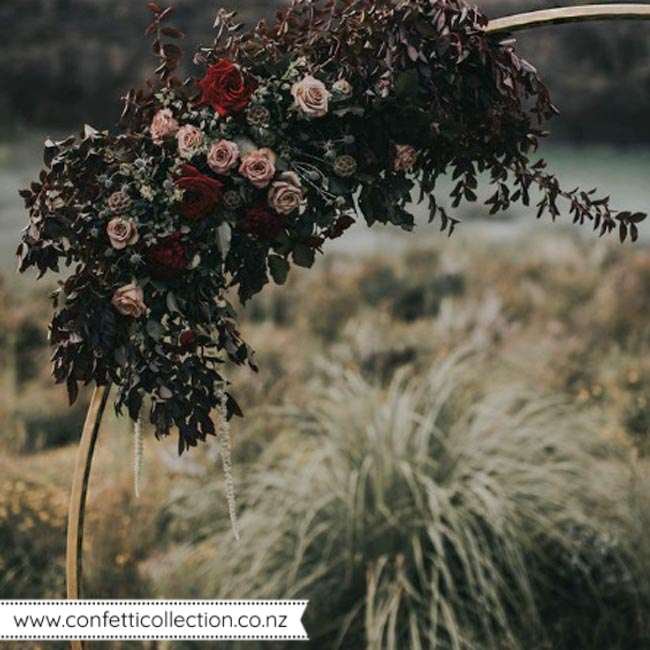 gold-circle-arch-wedding-ceremony-event-hire-flowers-whangarei-metal