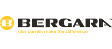 Bergara logo with a gold and black color scheme, displaying the slogan "Our barrels make the difference."