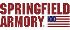 Springfield Armory logo with red text and an American flag