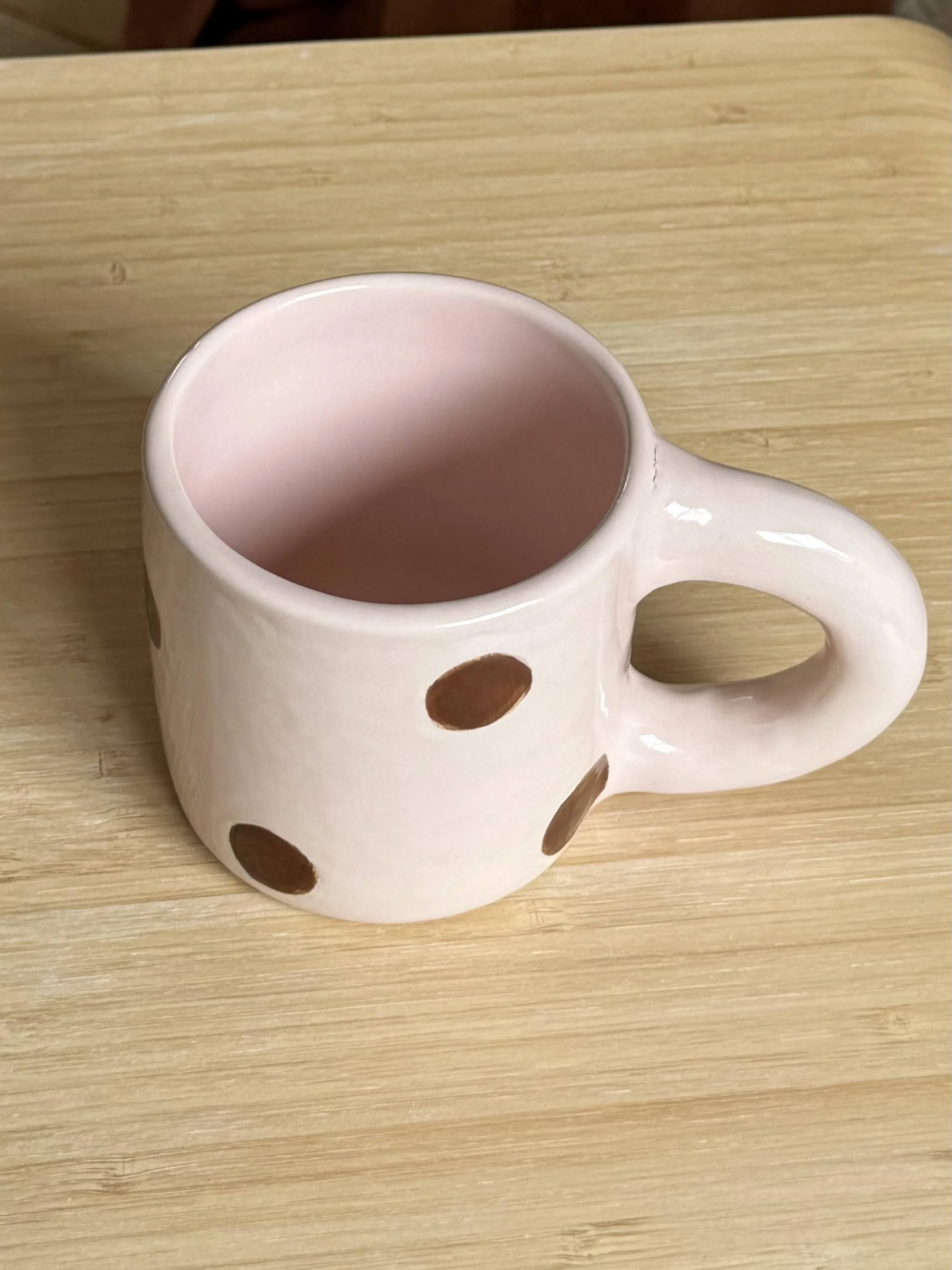 Pink and Brown Polka-Dot Mug (Seconds Sale)