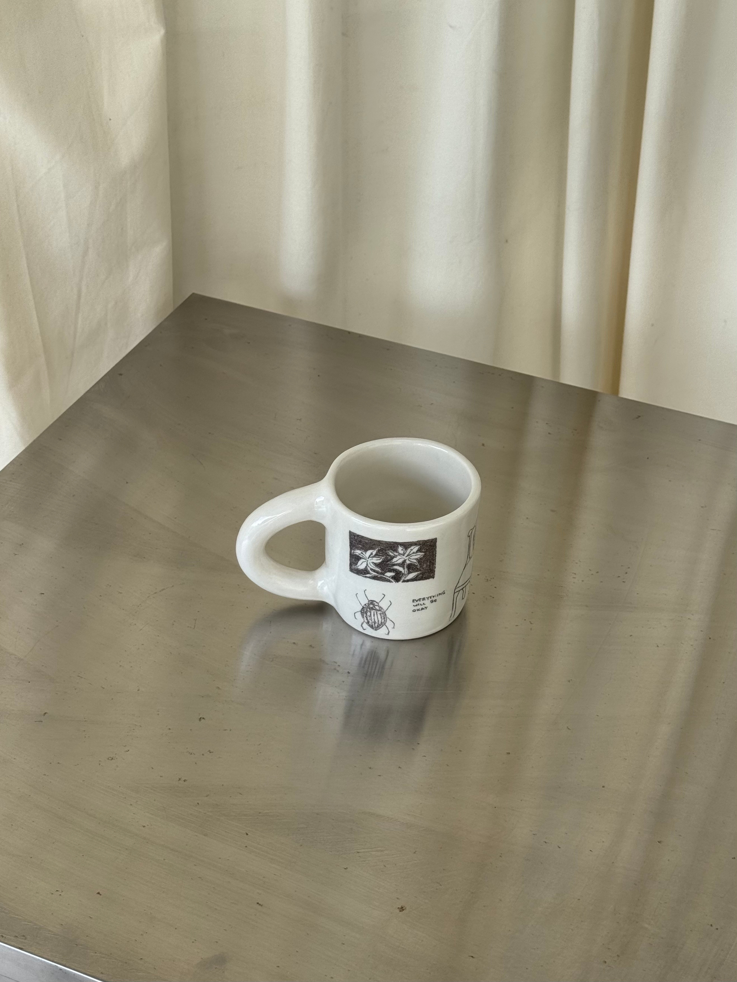 everything will be okay: doodle mug