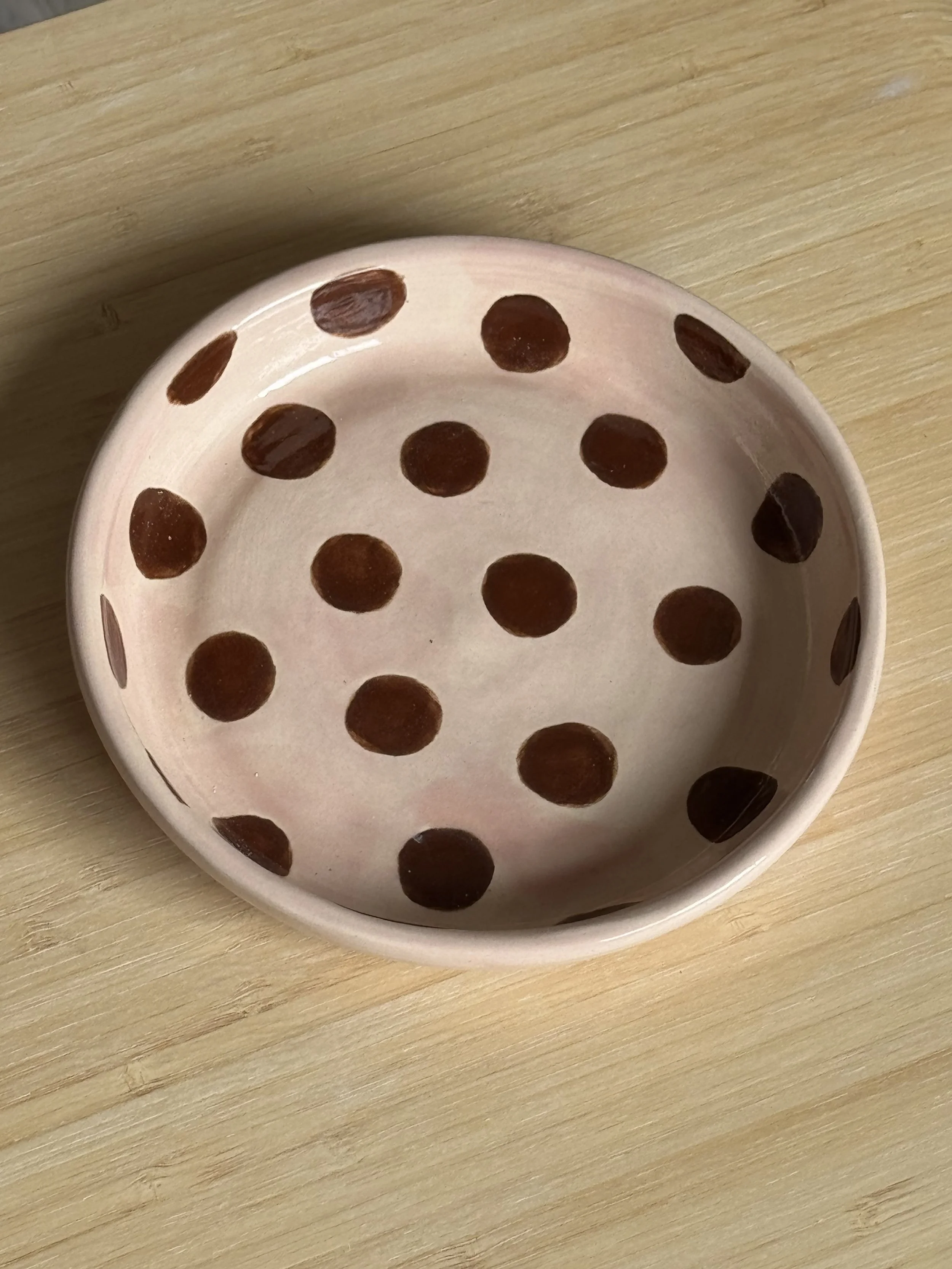 Pink and Brown Polka-Dot Plate