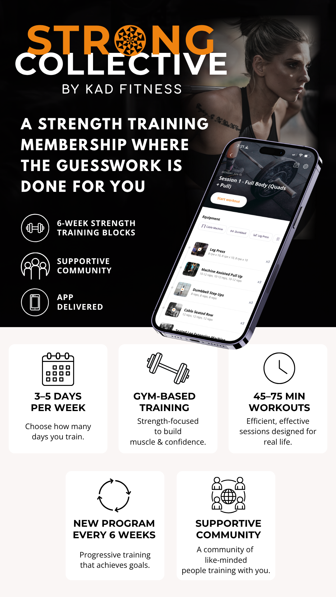 Strong Collective hero banner introducing the coaching platform and member community