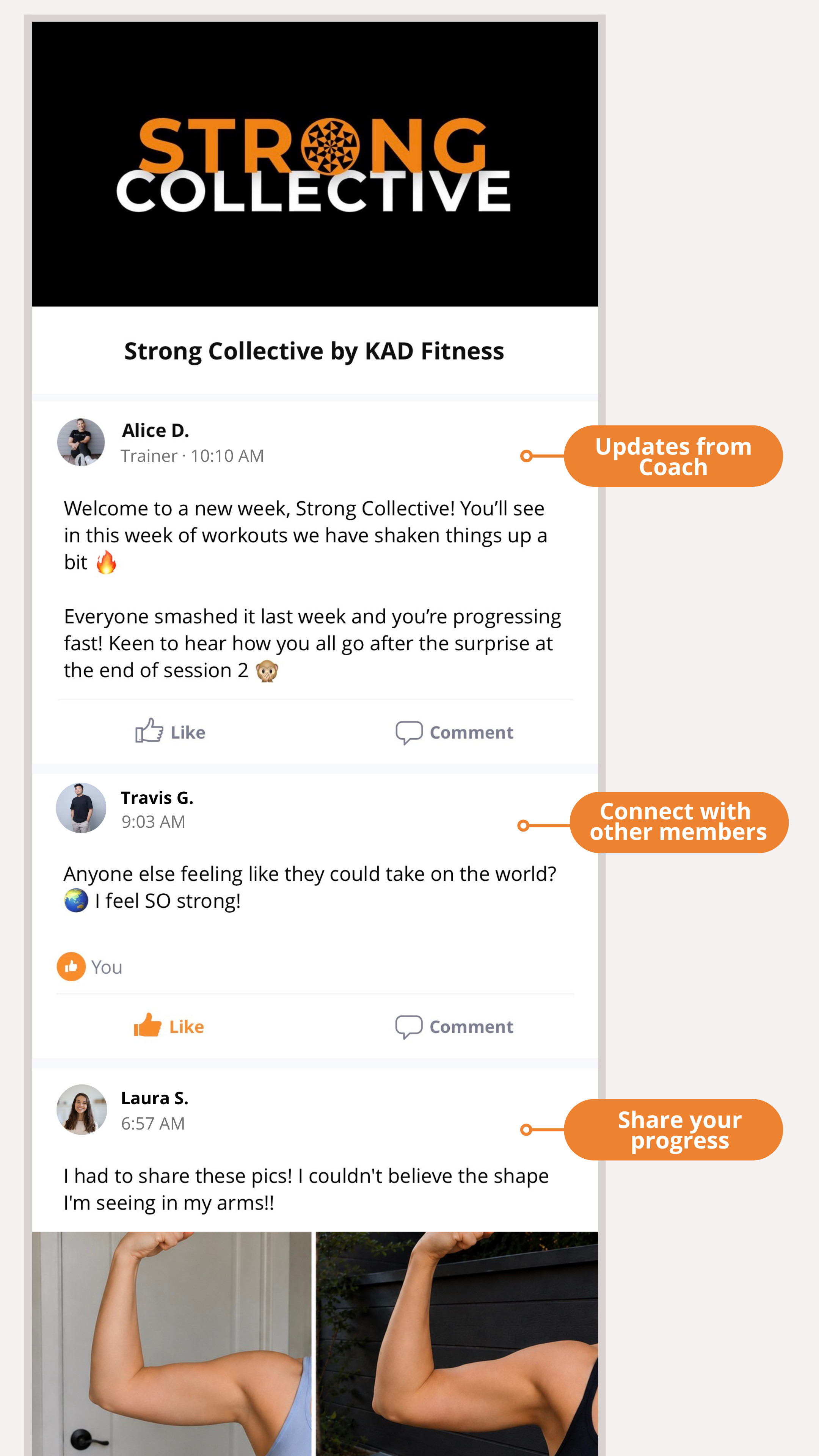 Strong Collective community forum showing member discussion space
