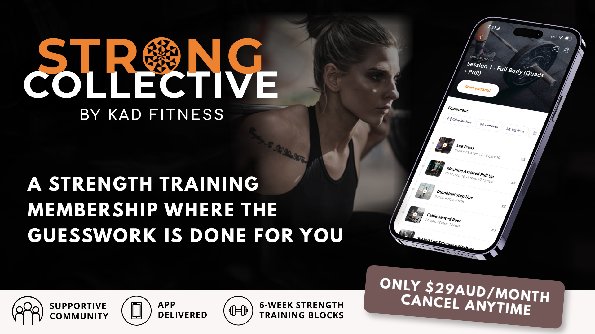 Strong Collective hero banner introducing the coaching platform for structured training and education