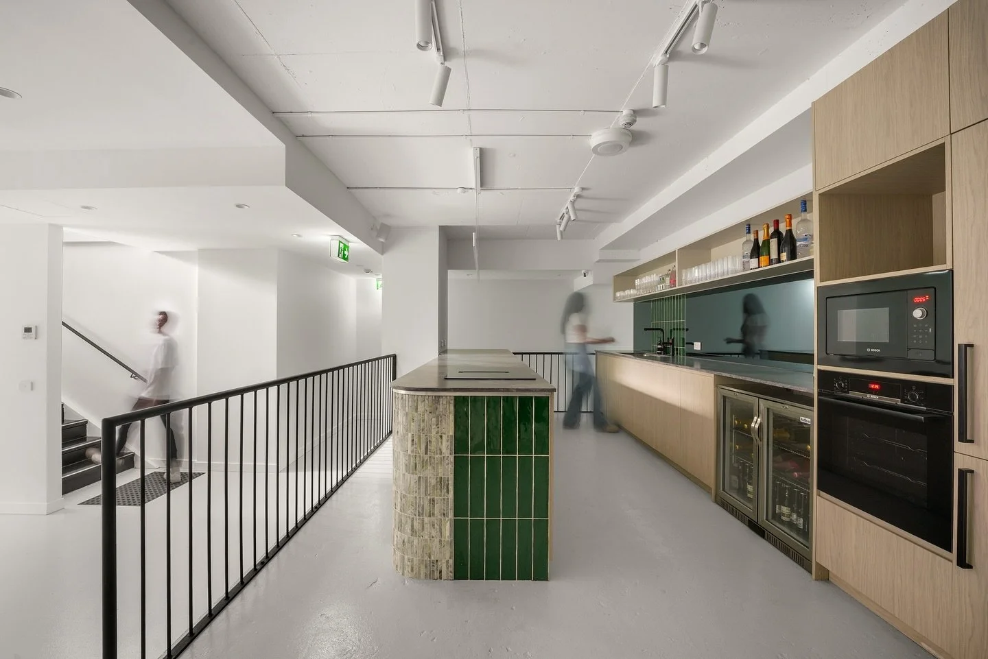 Our kitchen flows right into the event space &mdash; fully stocked with all the essentials, two fridges, stove top, and dishwasher. Perfect for special occasions, work events, hosting, or foodie content shoots.
