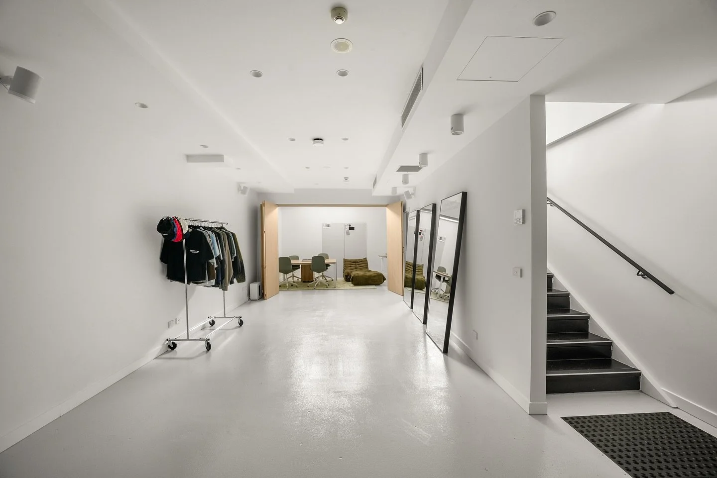 Our event space can be used for literally anything &mdash; from private parties and dinners to out-of-office workdays or a remote creative hub. Connected to our bespoke kitchen, fully furnished, and with the option to open or close off the workspace,