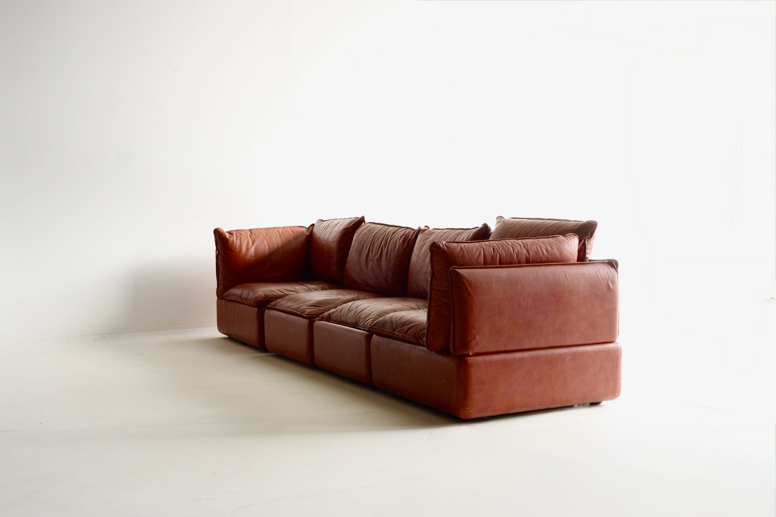 Vintage Modular Leather Sofa, 1970s