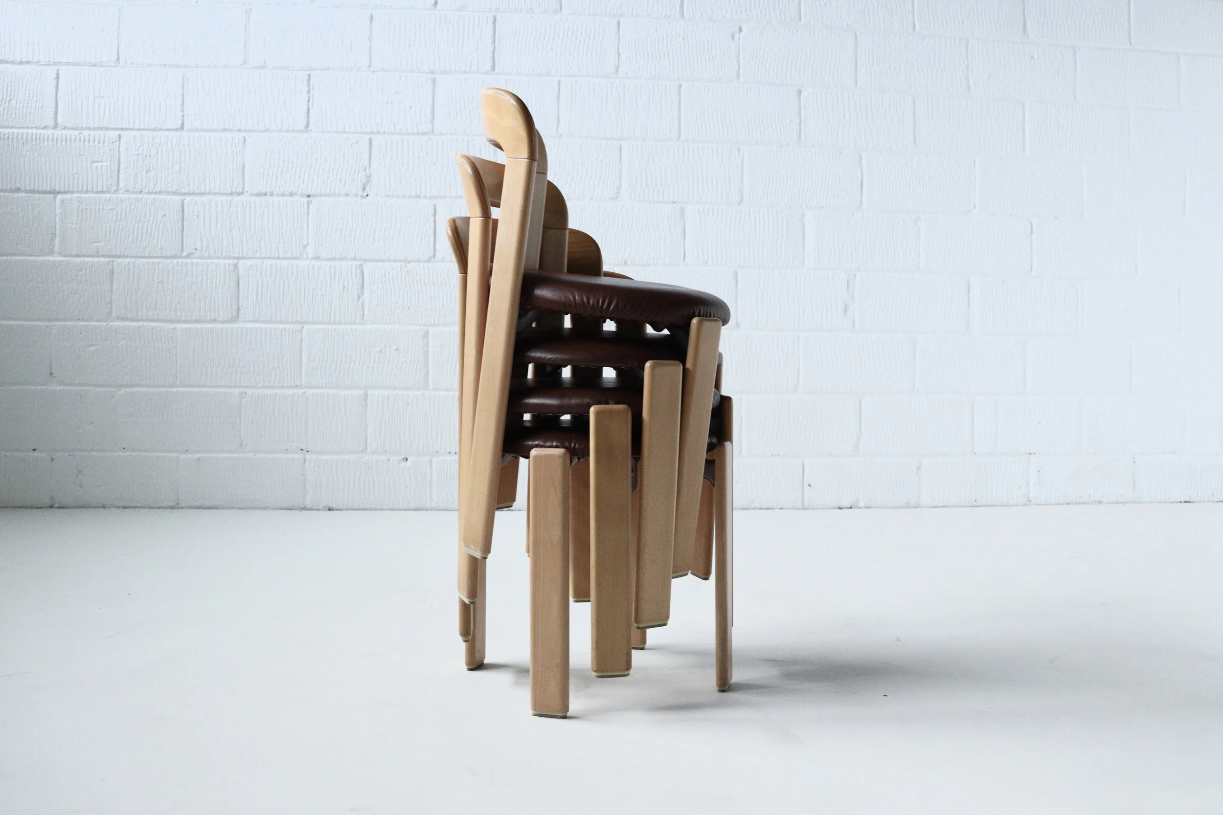 Set of 4 Bruno Rey Chairs with Leather Seats