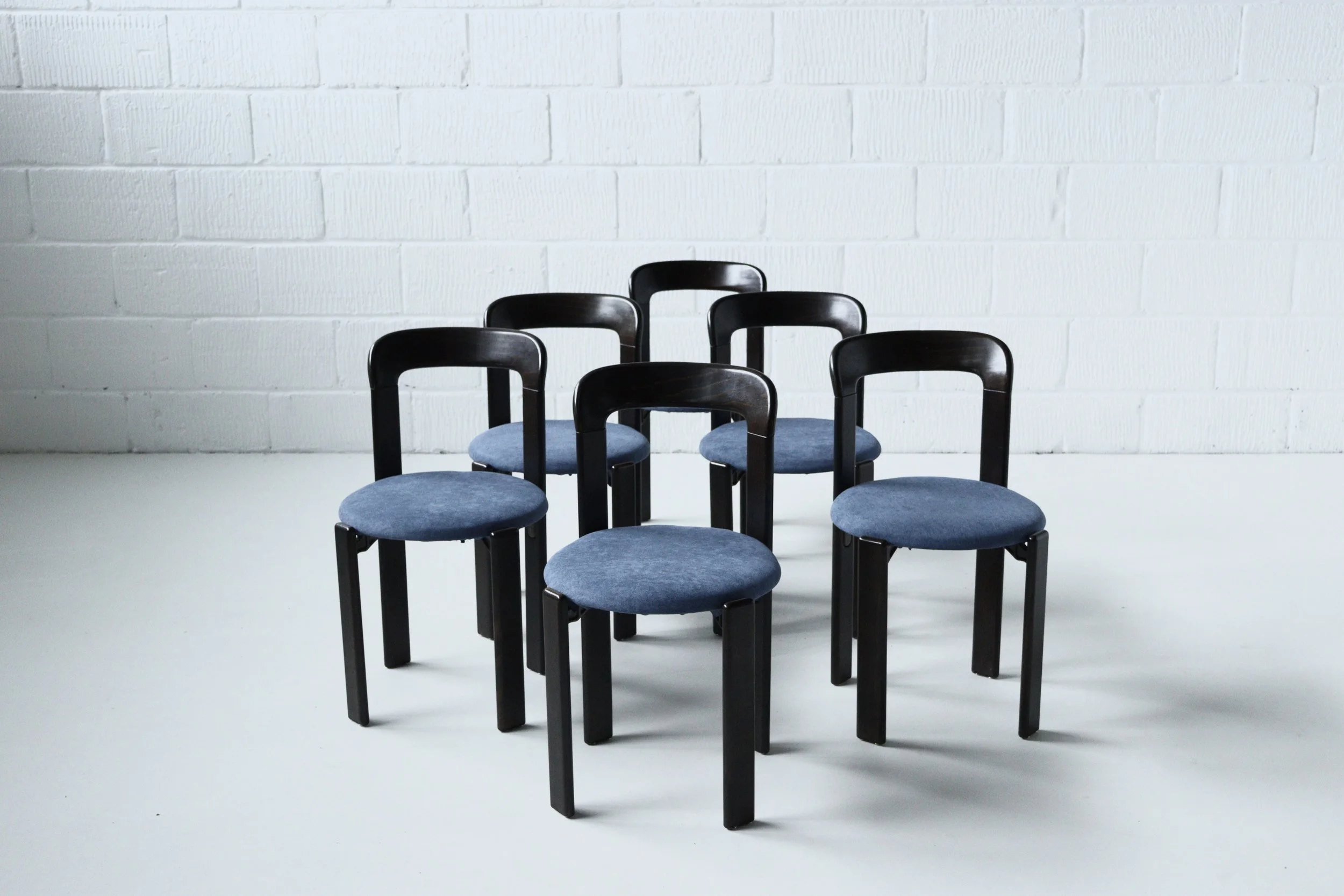 Set of 6 Bruno Rey Chairs with upholstered Seats