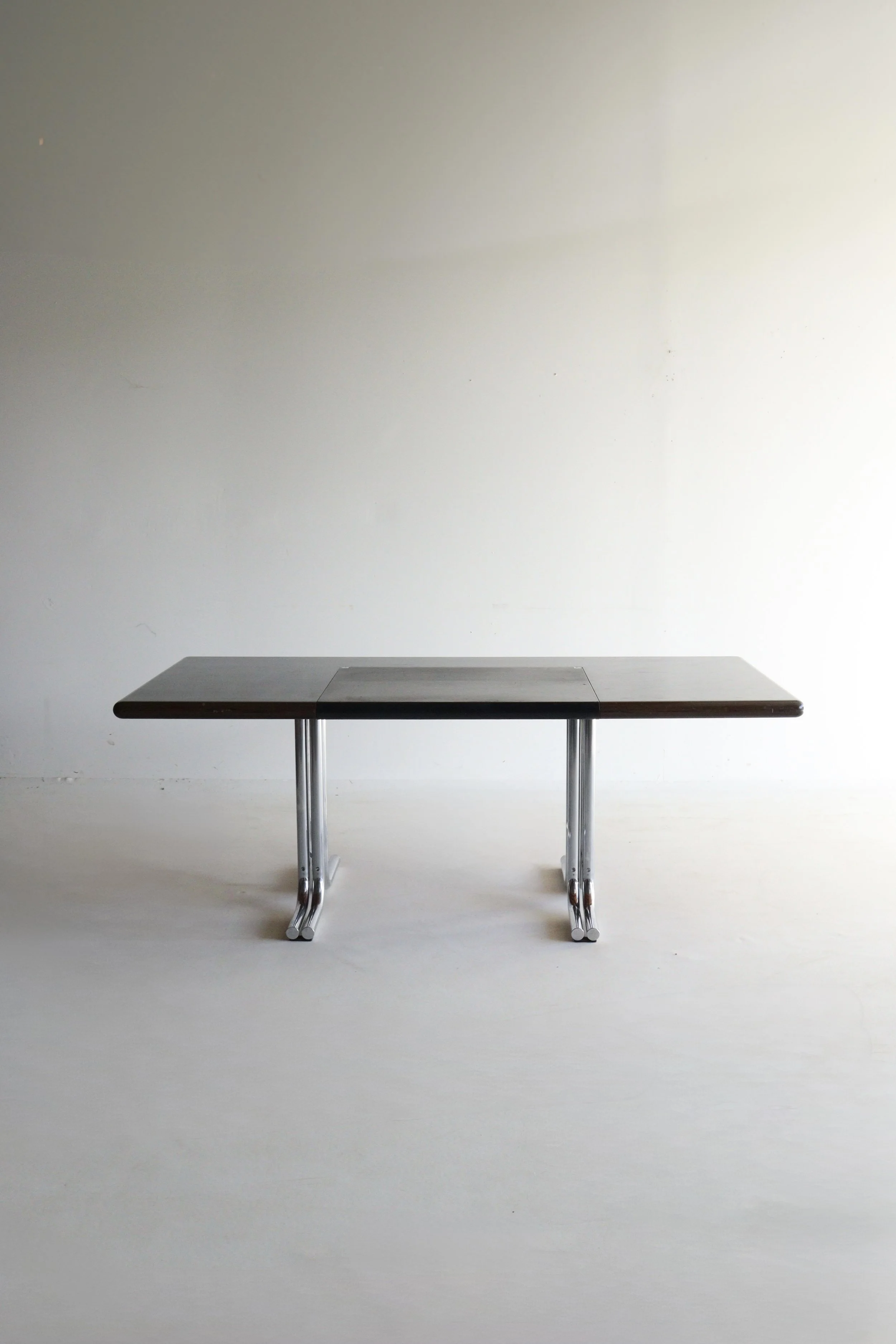 Vintage Chrome & Wood Writing Desk, 1980s