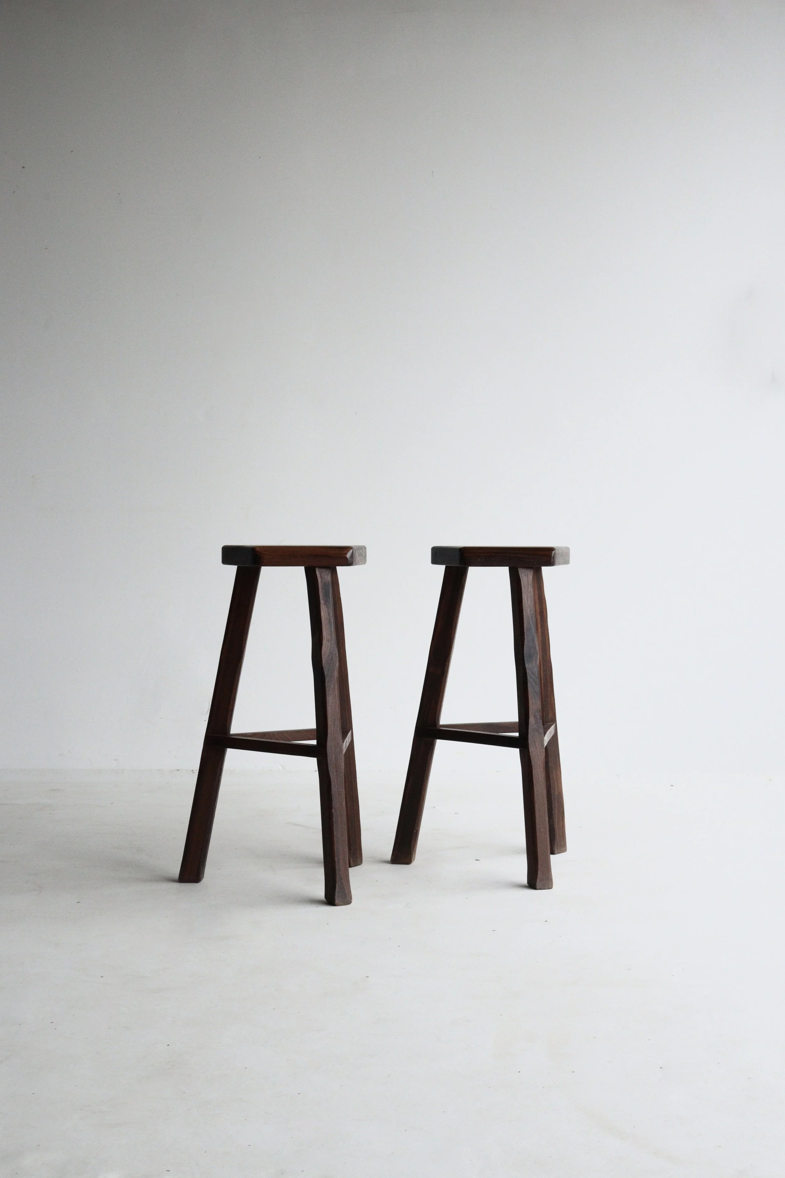 Vintage Sculptural Wooden Stools