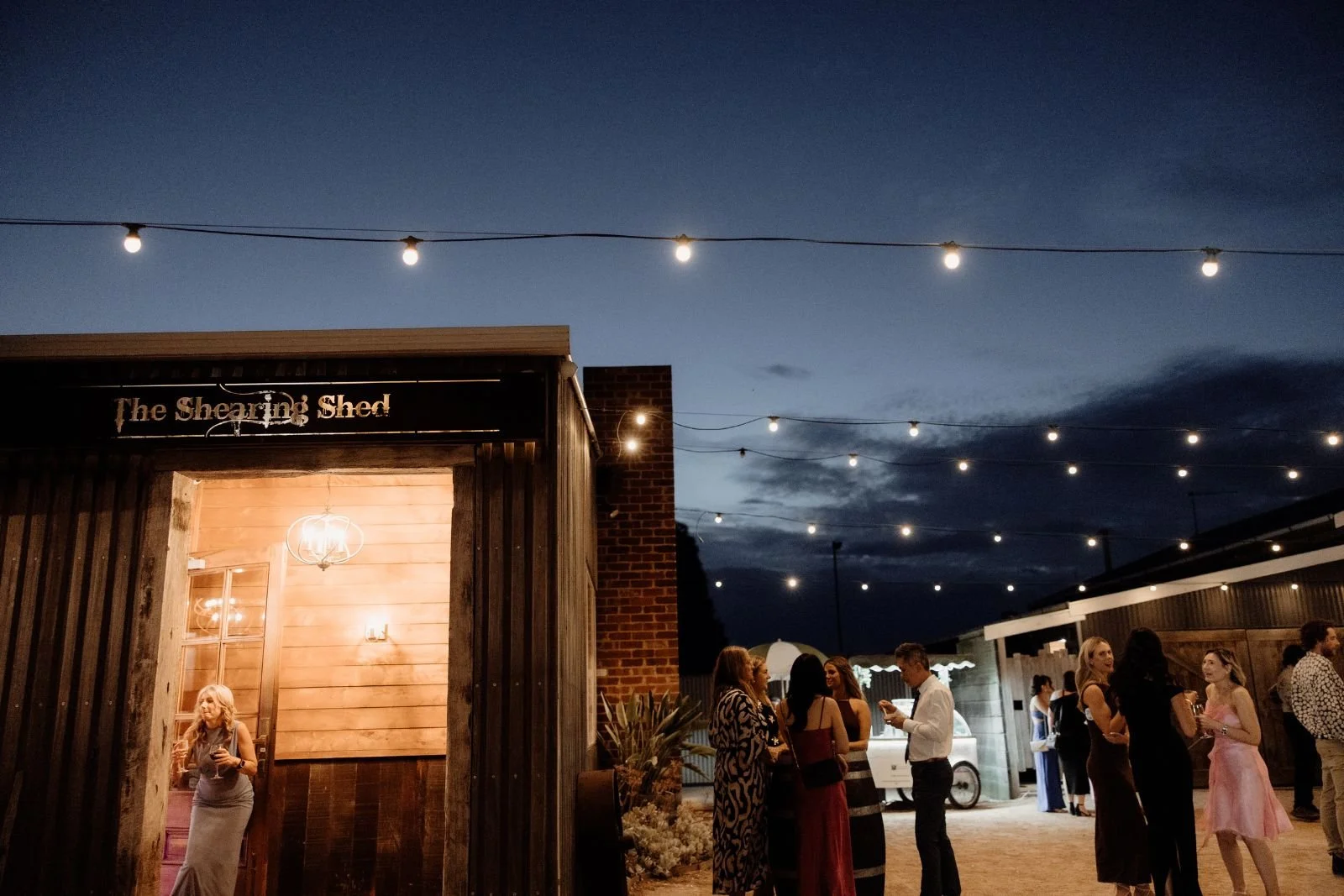 night time in the courtyard with icecream cart at The Shearing Shed Phillip Island