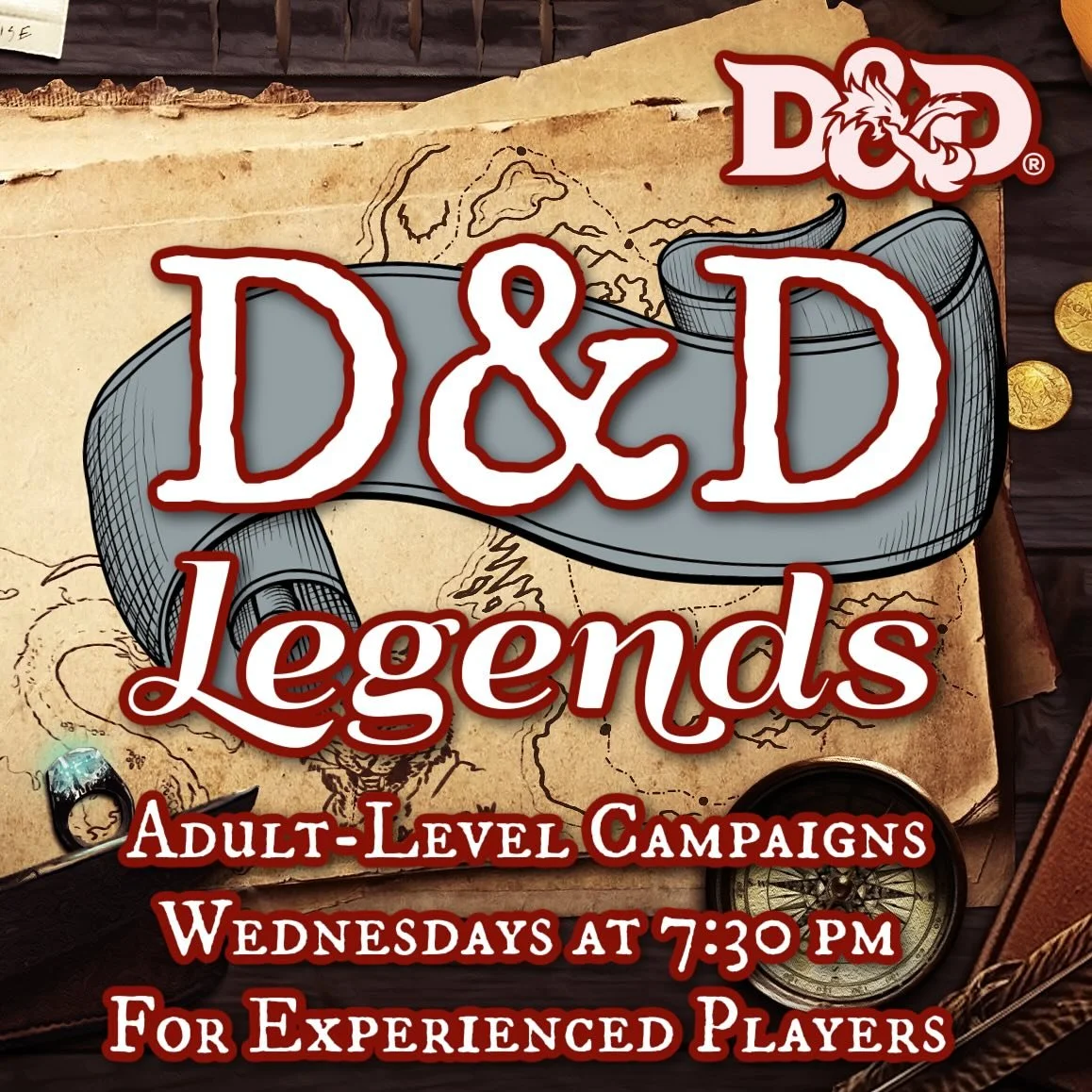 Registration for D&amp;D Legends Adult Campaign is now open! Wednesdays at 7:30 starting Nov. 12th!

#mainstboardgamecafe #flgs #Unplugyourgame #screenfreekids #familyfun #nassaucounty #suffolkcounty #boardgames #huntington #huntingtonny #huntingtonv