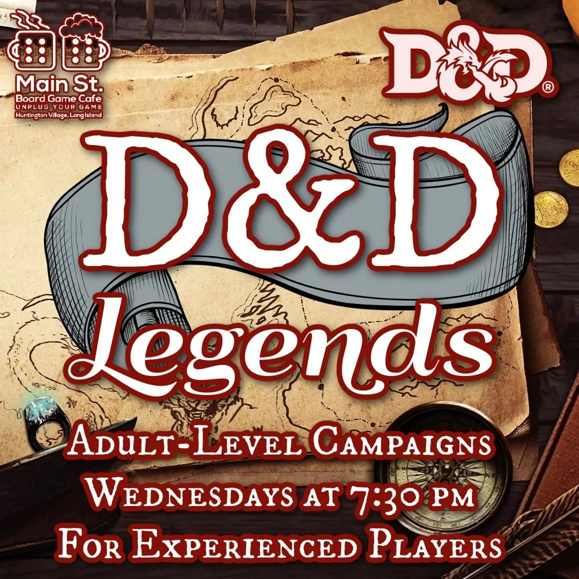 Starts Wednesday! Play D&amp;D at its highest level!

#mainstboardgamecafe #flgs #Unplugyourgame #screenfreekids #familyfun #nassaucounty #suffolkcounty #boardgames #huntington #huntingtonny #huntingtonvillage #longislandfun #longisland #smallbusines