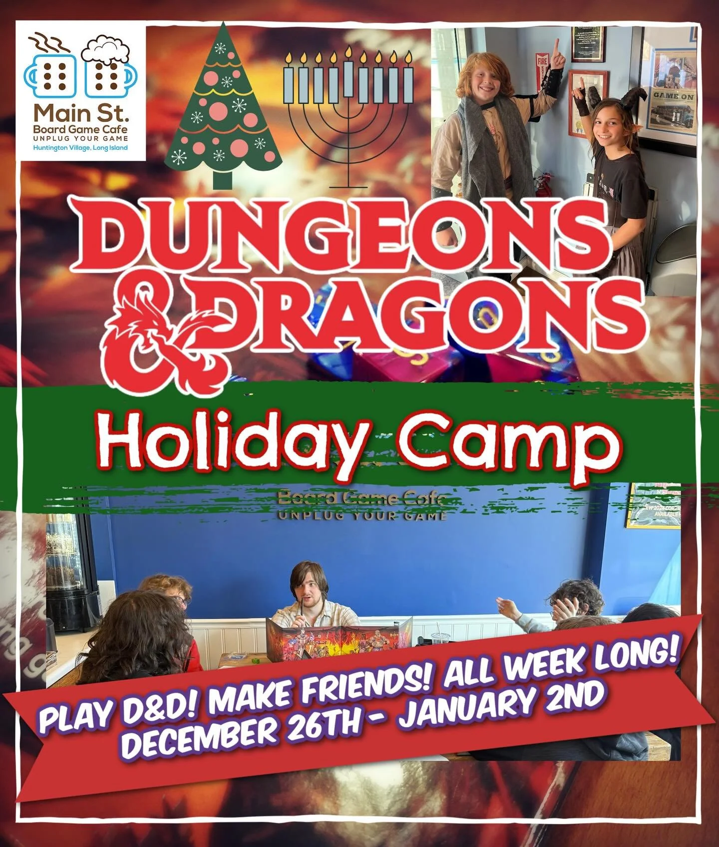 Need an activity for the holiday break? Our D&amp;D Kids Holiday Camp is a five-session 2 1/2 hour drop off program. Kids will learn and play Dungeons &amp; Dragons and make friends. Check out our link in bio for info and registration!

#dungeonsandd