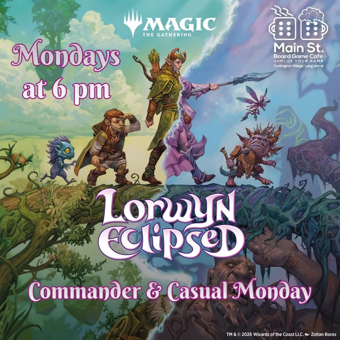 Monday Commander and Casual tonight at 6 pm! One free draft booster with entry!

#mtgcommander #magicthegathering #flgs #longisland #boardgamecafe