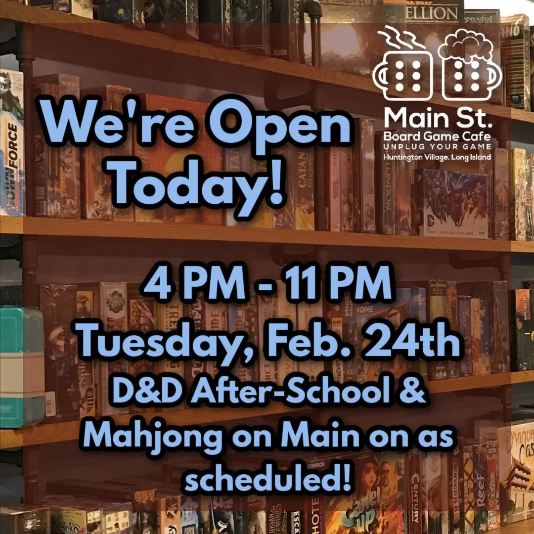 Open at 4 pm!

#open #flgs #longisland #boardgamecafe