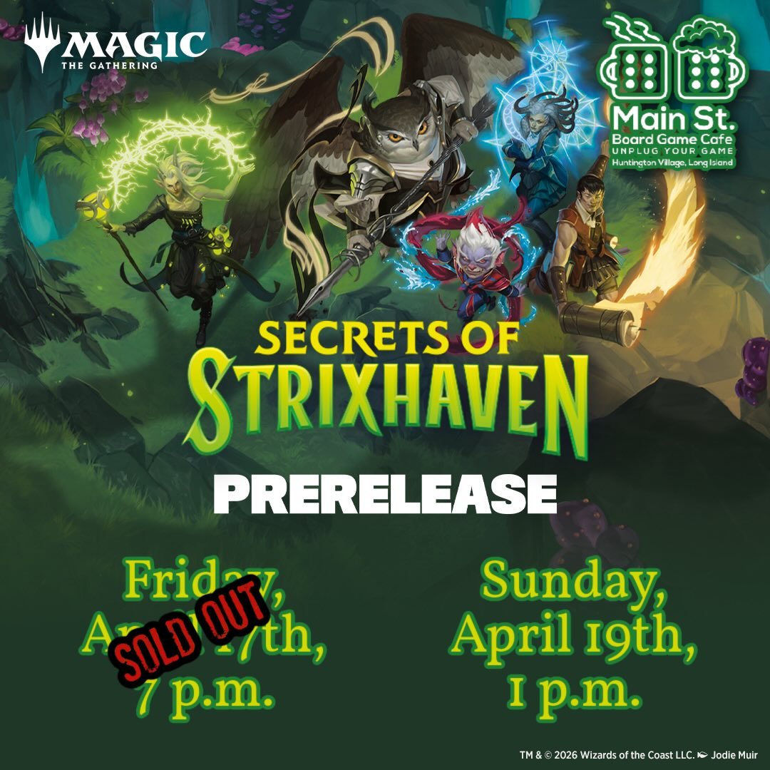 Tonight&rsquo;s Secrets of Strixhaven is sold out! Limited space available for Sunday at 1 pm! Reserve your spot today!

#secretsofstrixhaven #magicthegathering #longisland #flgs #boardgames