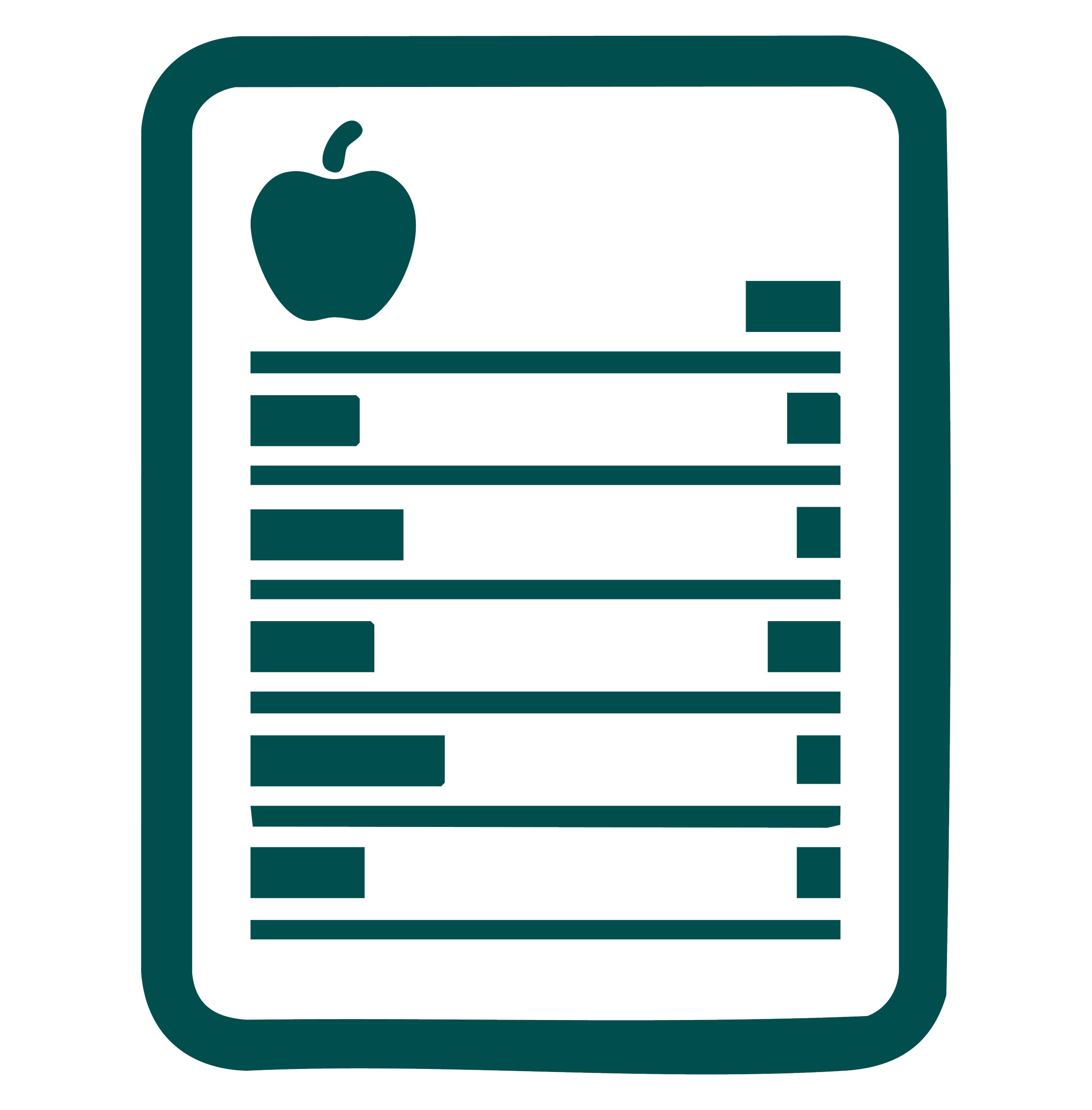 Icon of a smartphone with a checklist and an apple logo.