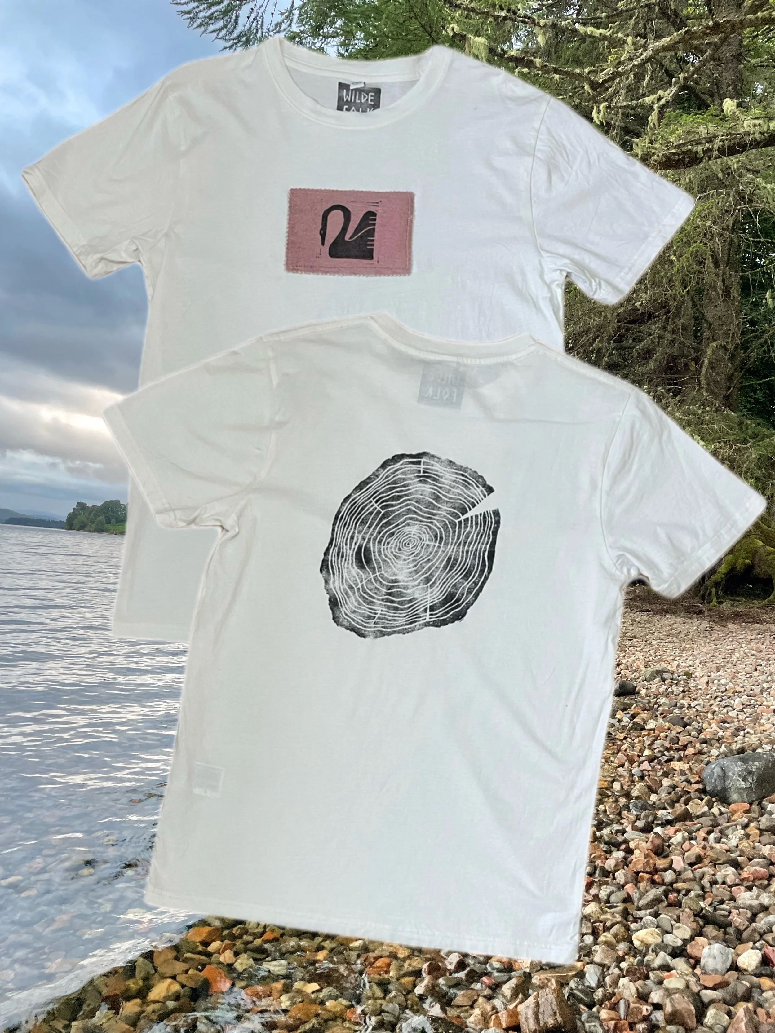 Swan & Tree Ring T-Shirt - M
