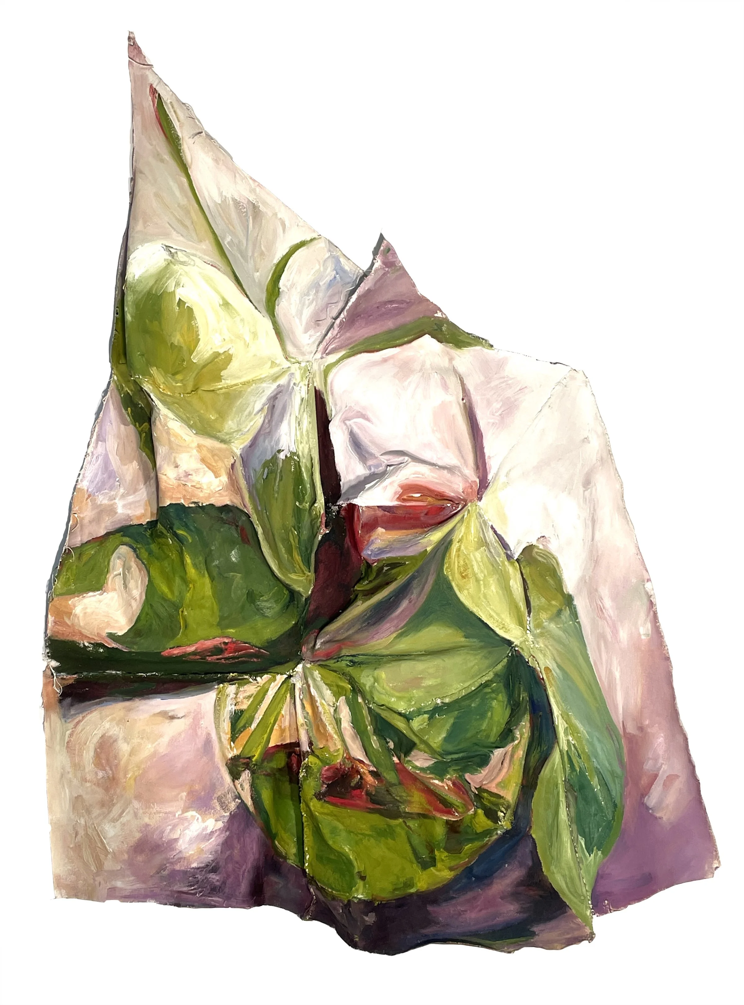 Green Thrust, oil on stitched canvas, 49 x 42 x 5