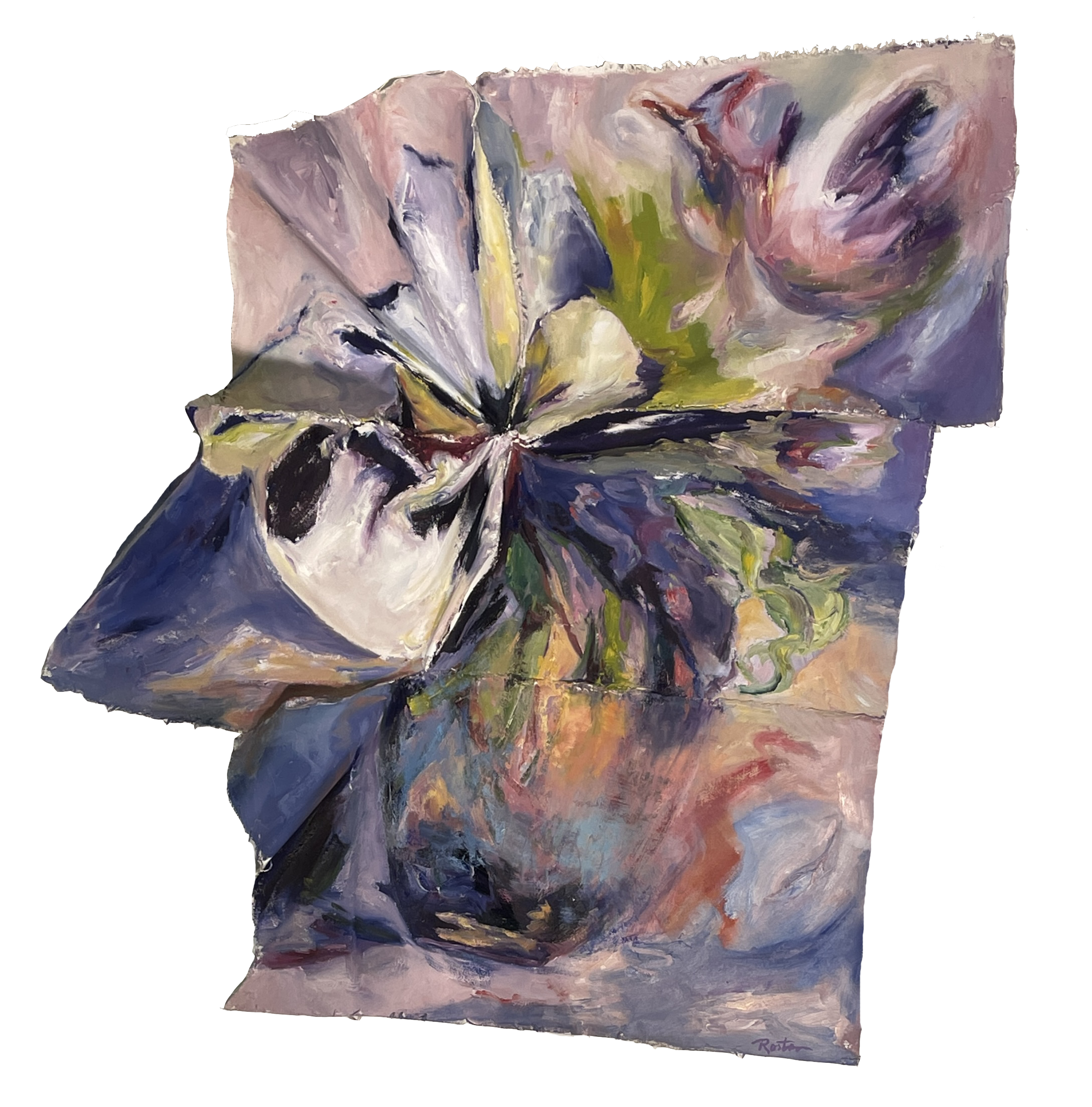 Unstill Life #4, oil on stitched canvas, 34 x 30 x 6