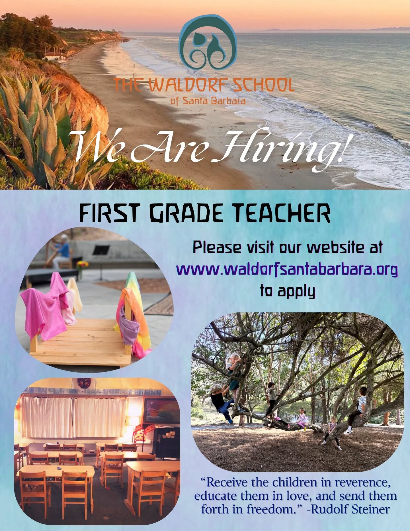 The Waldorf School of Santa Barbara is seeking a First Grade Teacher for the 2026-27 school year. The ideal candidate will have a Waldorf teaching certificate, a bachelor&rsquo;s degree, classroom experience in a Waldorf school, a deep commitment to 