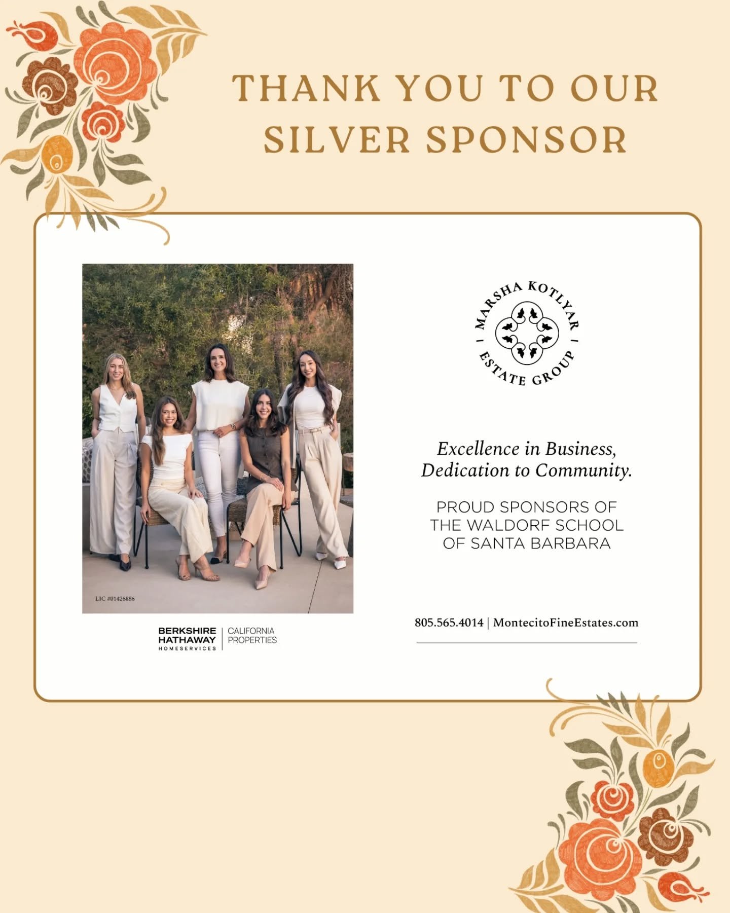 On this sunny Saturday, we are sending a humble thank you to @mkrealestategroup, gracious Silver Sponsor for our annual Spring Soir&eacute;e. 

Known for her quiet professionalism and client-first philosophy, Marsha brings focus, persistence, and tru