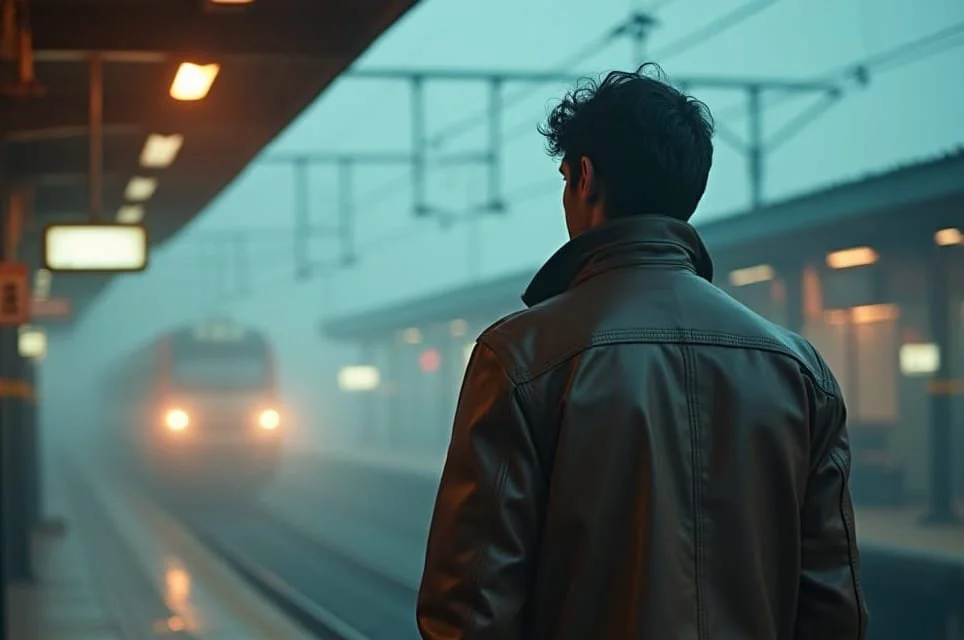 The train is leaving the station. It is 11.25 hours.