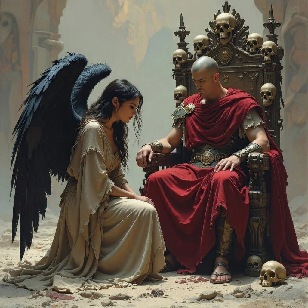 In the throne room Ariel kneels before Agrippa and explains the plan. "Your plan to create discord among the humanoids has failed now that they discovered what you did to some of my sisters." "We can help you to keep the humanoids under control howev