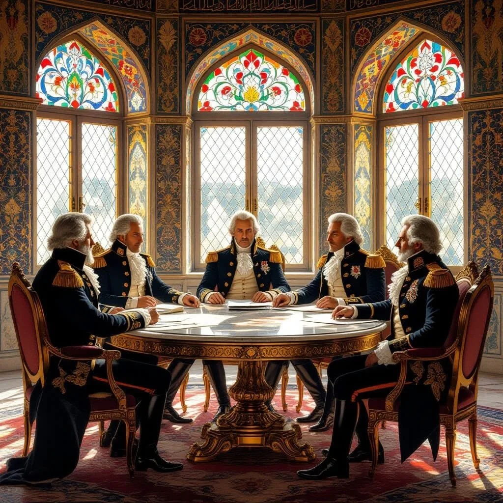 The following day Noh, de Reggio, de Dieu and Mecenas were sitting around the table, led by de Monnaie. They had been appointed by the others to divide the map of all the occupied land and the army amongst the 10 marshals, in a way that would support