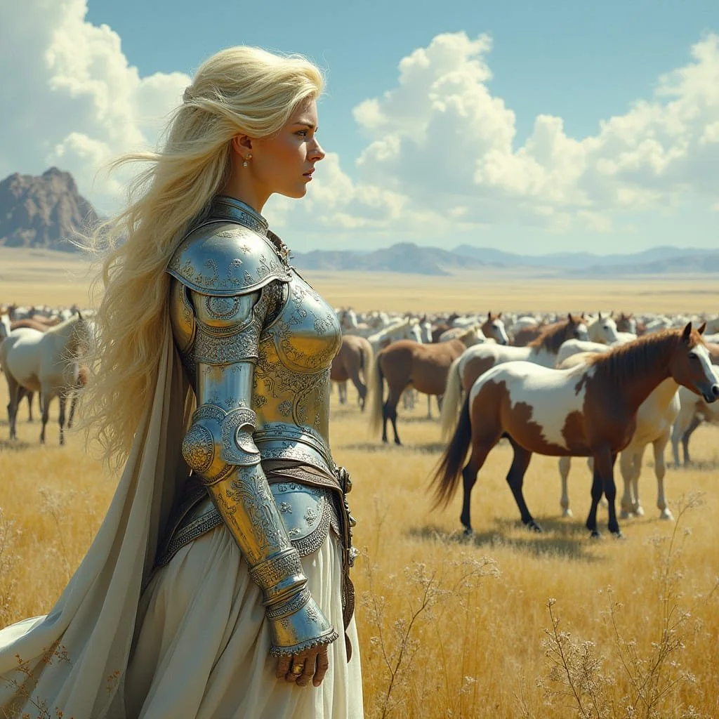 
After that day's march, the Elves found the horses grazing in an open plain.