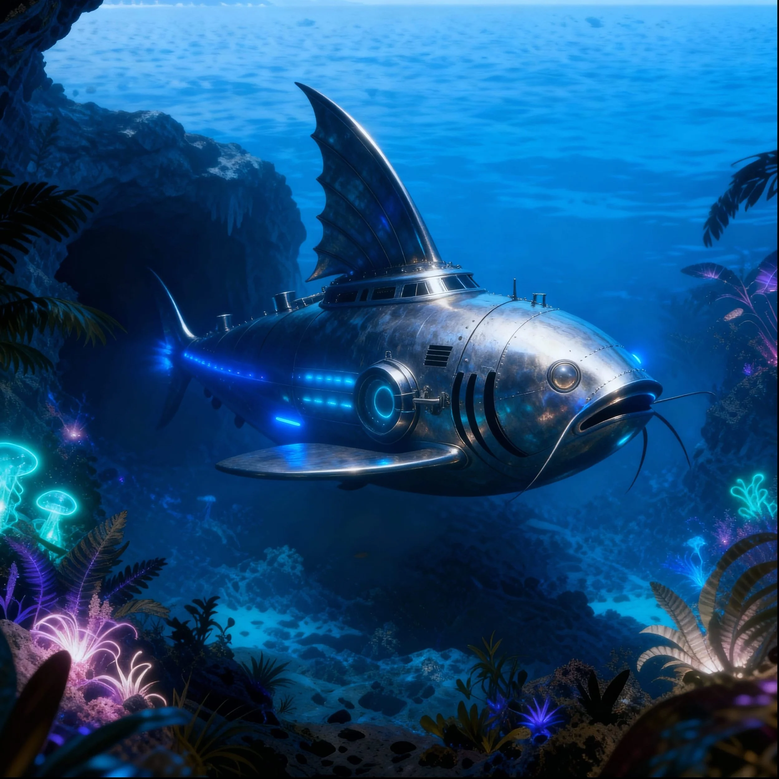 MacDonald grabbed the steering wheel and steered the sub slowly out of the underwater cave, taking care that he was not hitting anything.