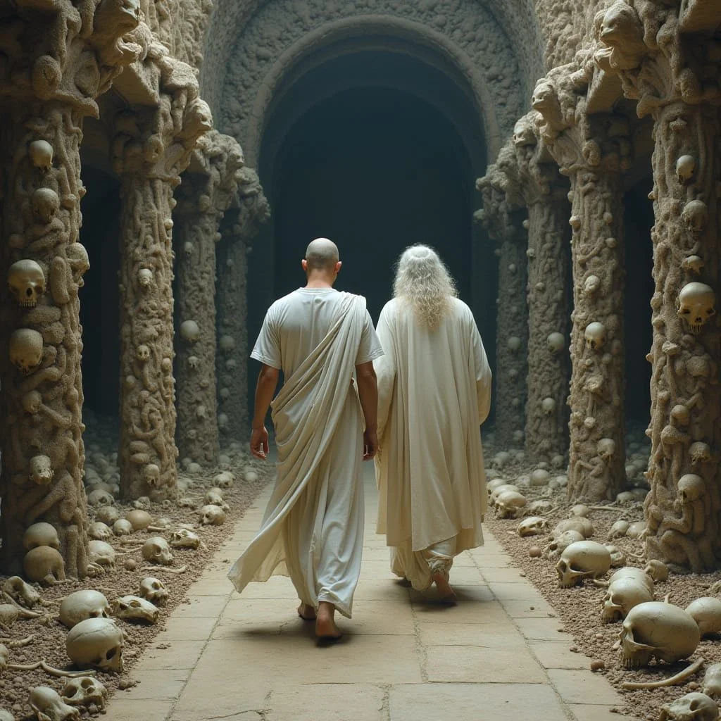After a short discussion between Mac and Zoroaster Julius leads the latter through some sinister corridors and courtyards before they arrive at the throne room.