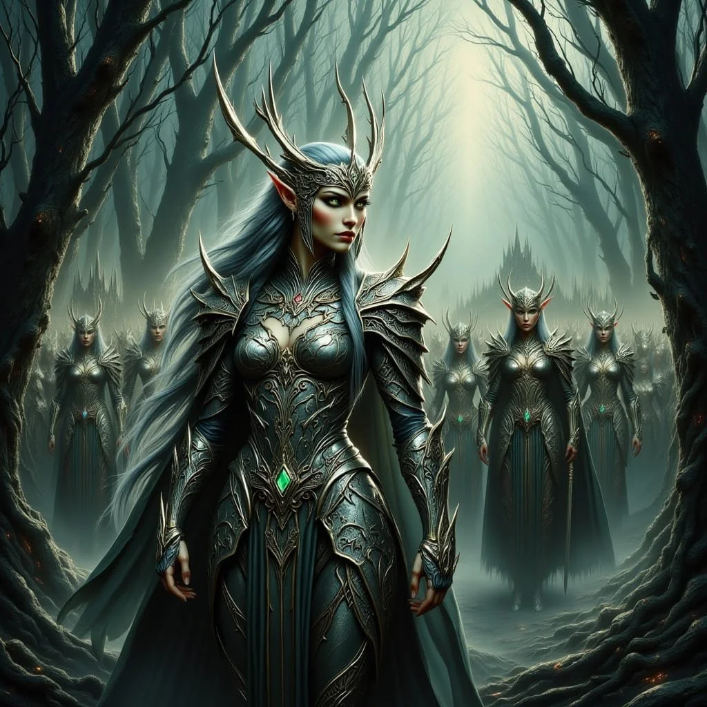 She marches in front of a huge army, on their way to an epic battle.