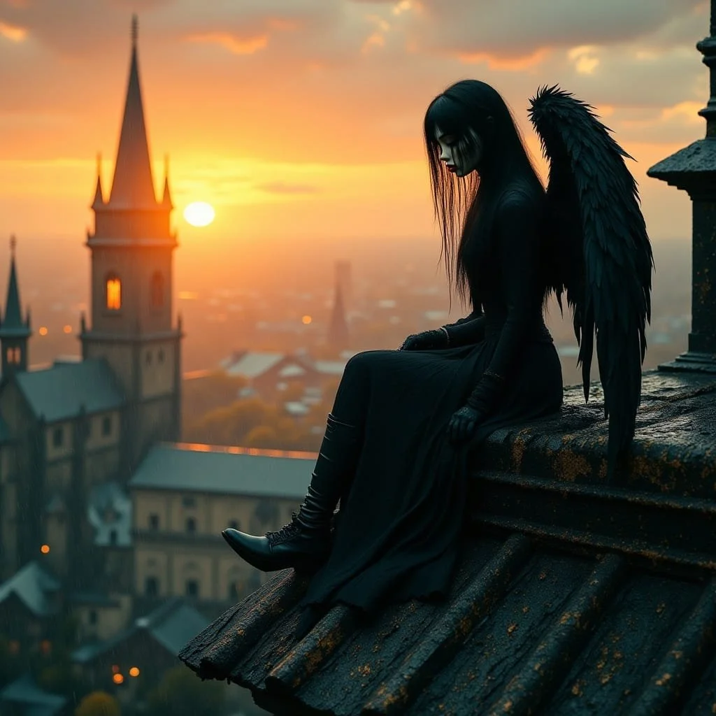 High upon the roof of the building where the sects are having their meeting, someone 's eavesdropping. Nobody notices.