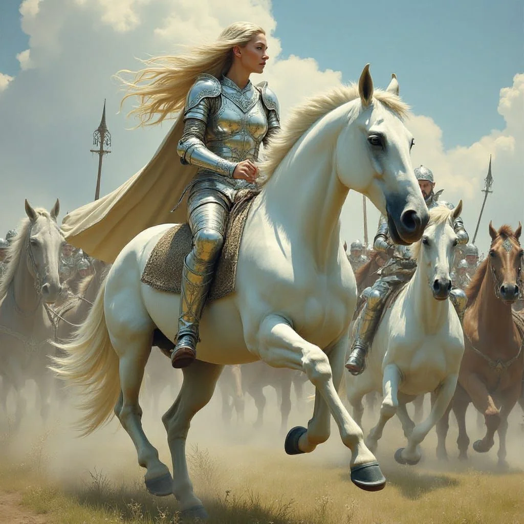 That was the news Isolde needed. She ordered everyone to mount their new horses, and they galloped off.