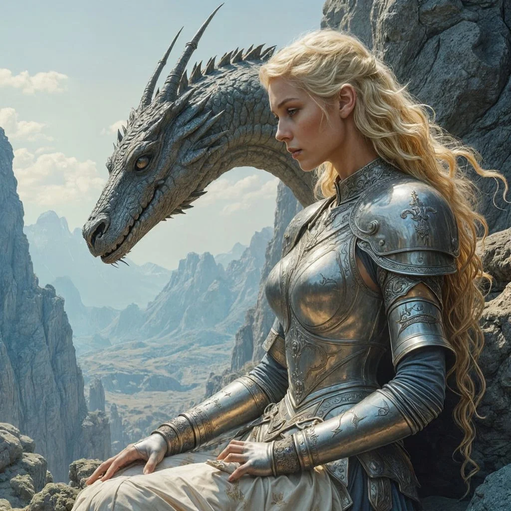 After meeting the horse, an older dragon called her. "Albion, I'm so glad to see you." And Albion had good news too: half a day's horseback ride away lay a potential new home. There was a lake with an island in the middle, densely vegetated.