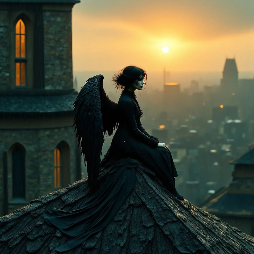 And also here, high upon the roof of the building where the guilds are having their meeting, someone 's eavesdropping. Nobody notices.