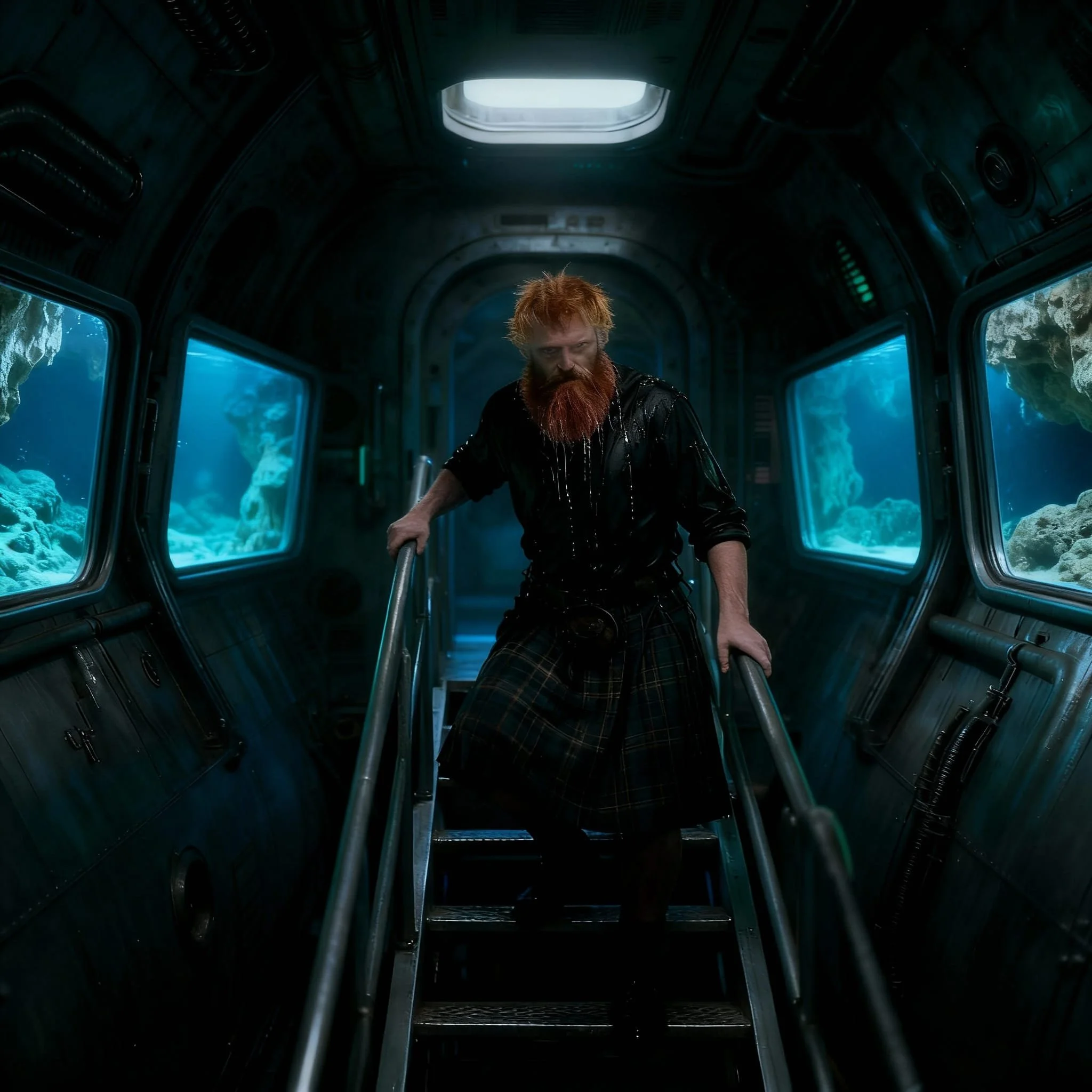 After the lock opened MacDonald saw a staircase leading him deeper into the sub.