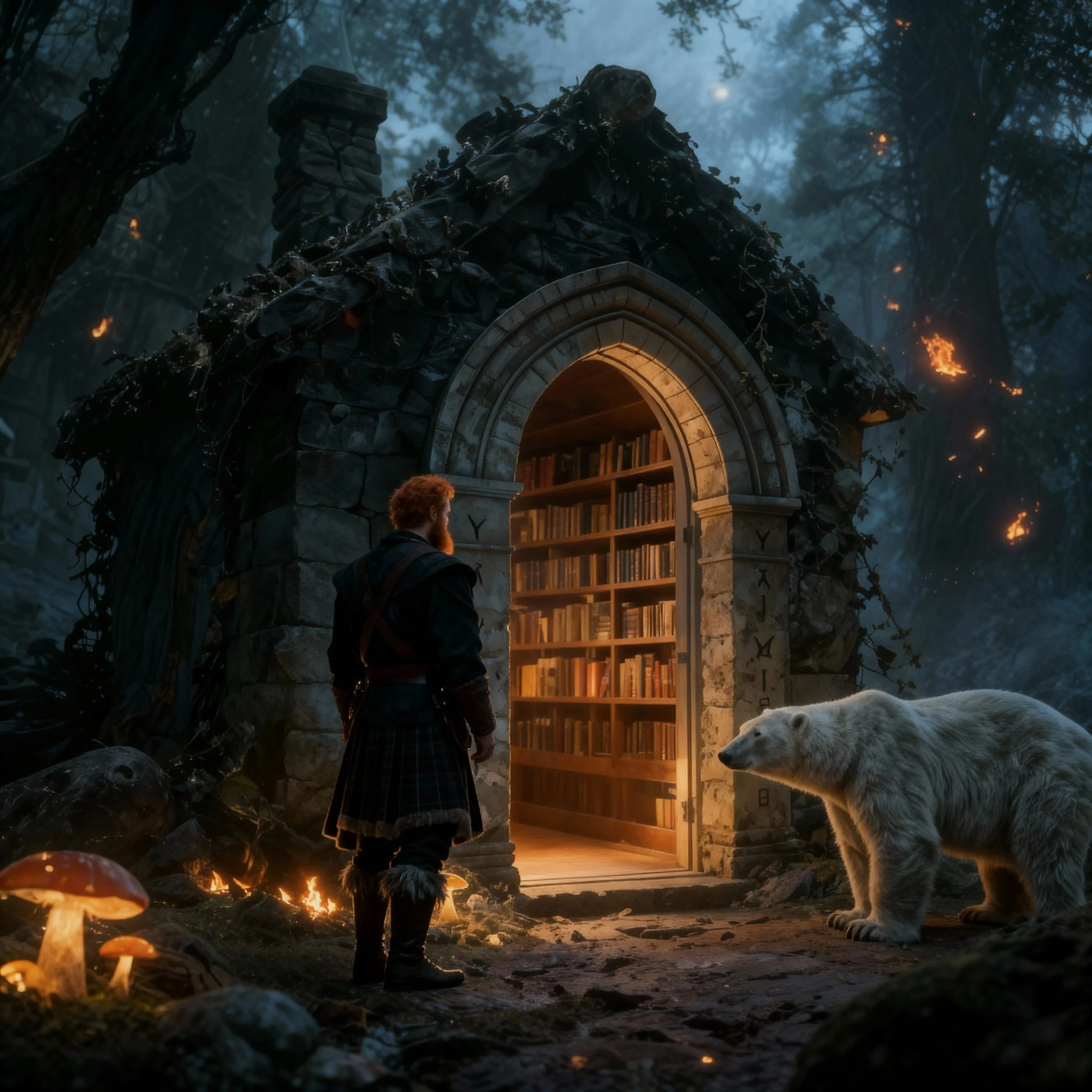 Somewhat later they arrived at the House. It was a small building with an average number of books displayed on wooden shelfs. As if the animals of this jungle could read. On the other hand, who would have believed bears could talk?