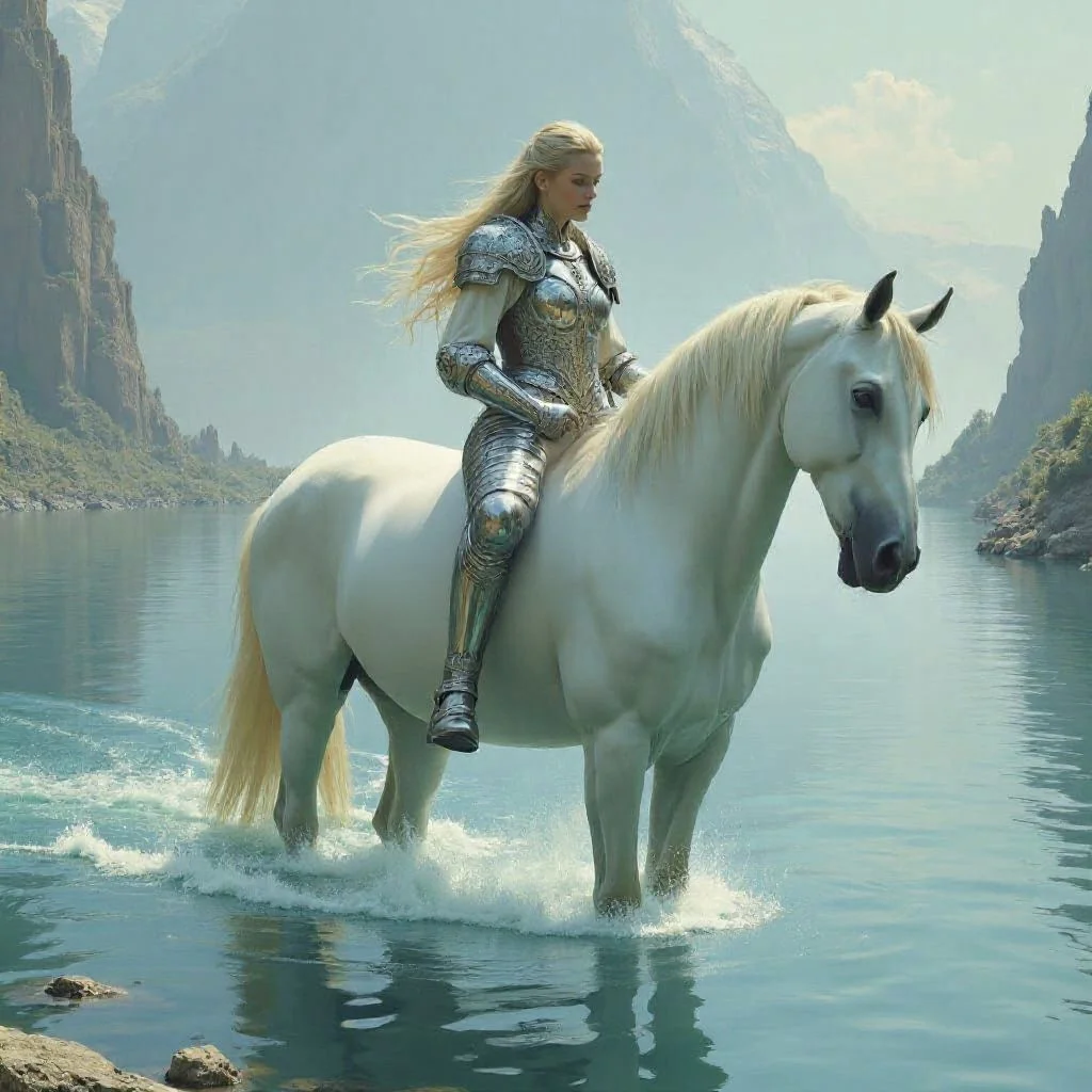 Which turned out to be the case. Her horse could wade through knee-deep water until she reached the island in the woods, in what turned out to be a wide stream.