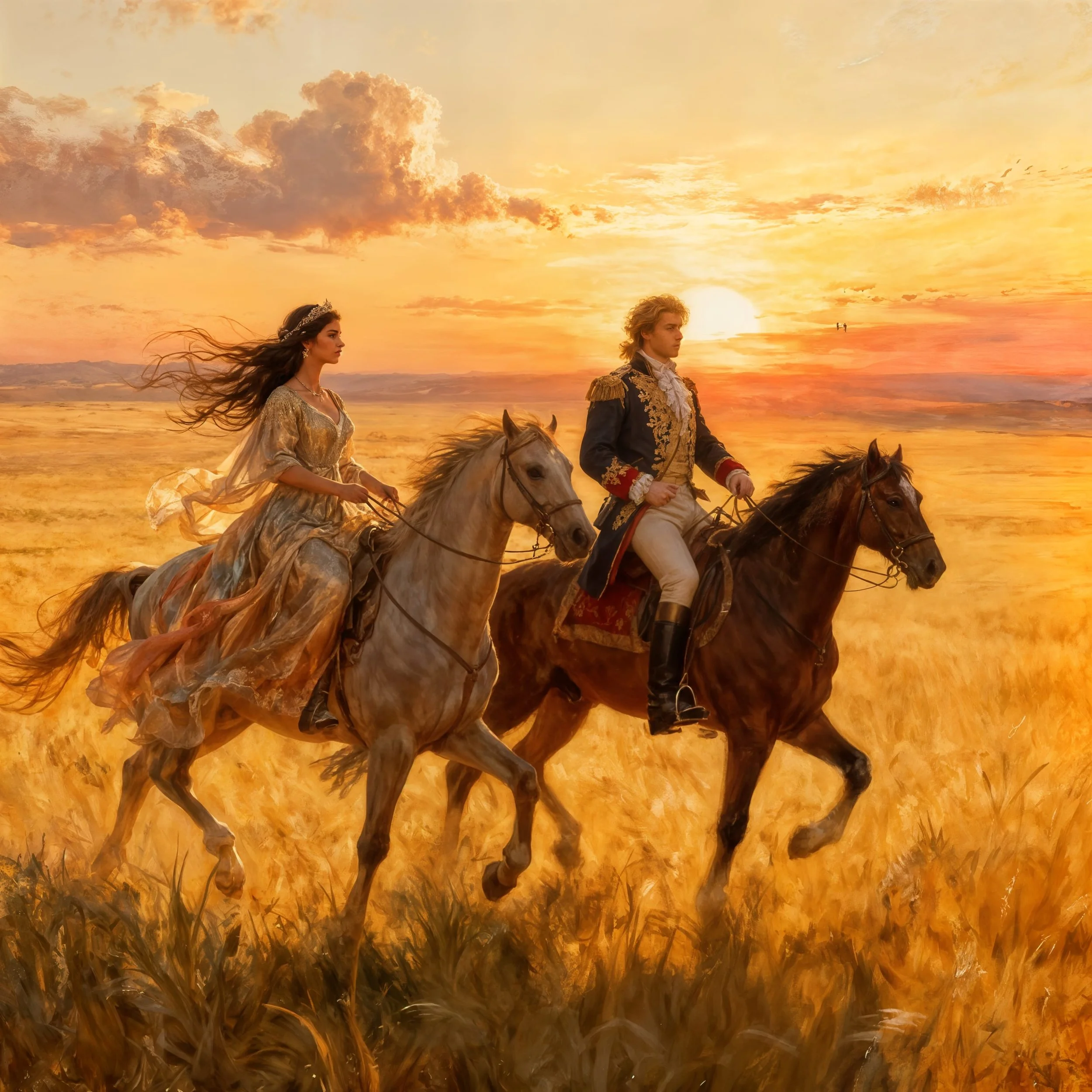 Riding horse together in the plains,....