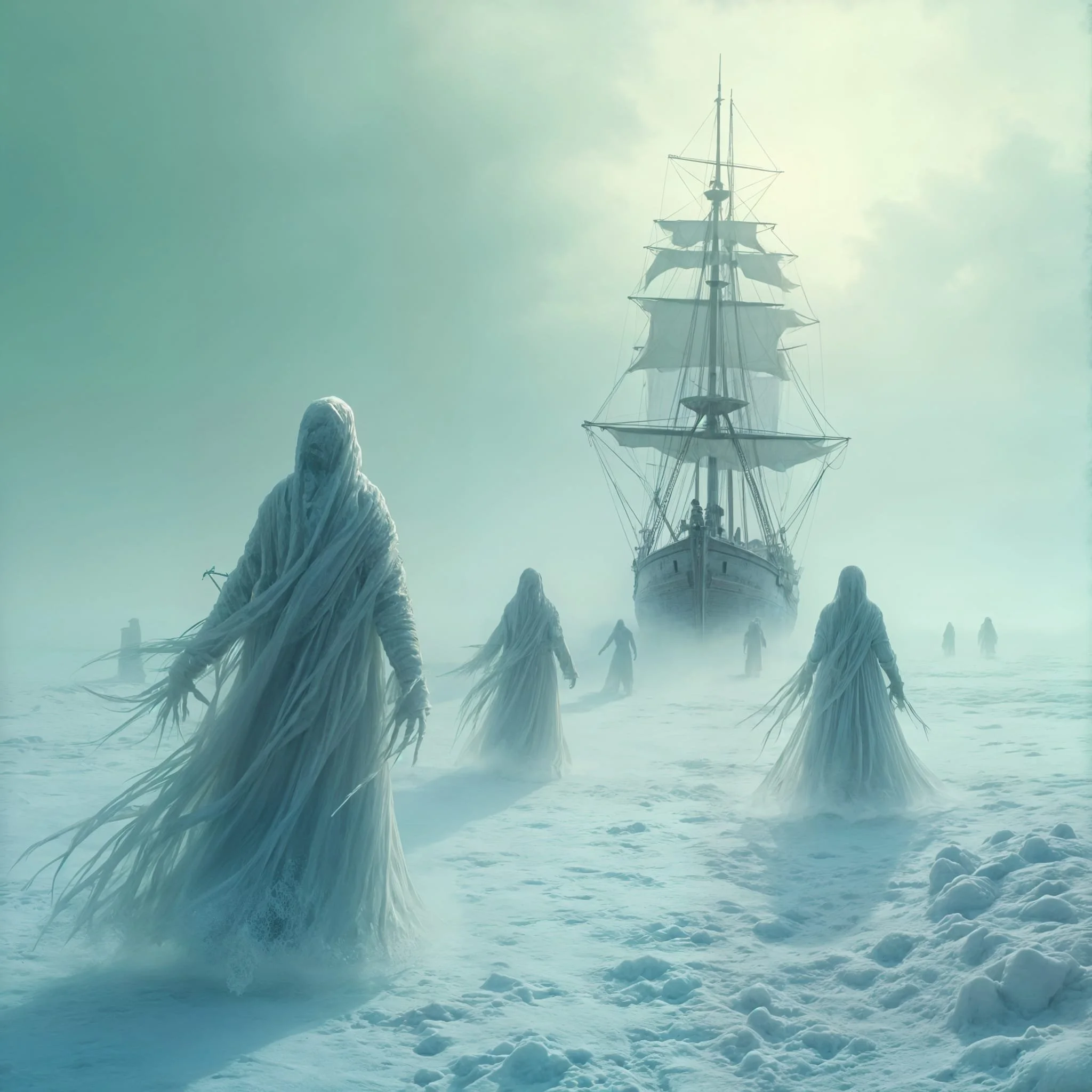 In the mean time ghosts appeared on the plains and paid a visit to the Inconstant. 