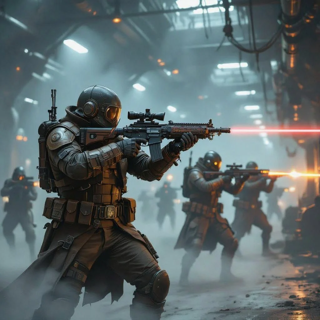 ...over laser guns...