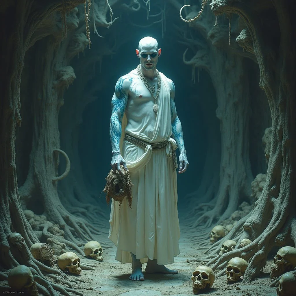 One of the Gorgons stands in front of them: "The skulls you are looking at are the skulls of your fallen sisters. As are the skulls your former leader is standing on. Just like the skull I hold in my hand and the thousands of skulls of other species,
