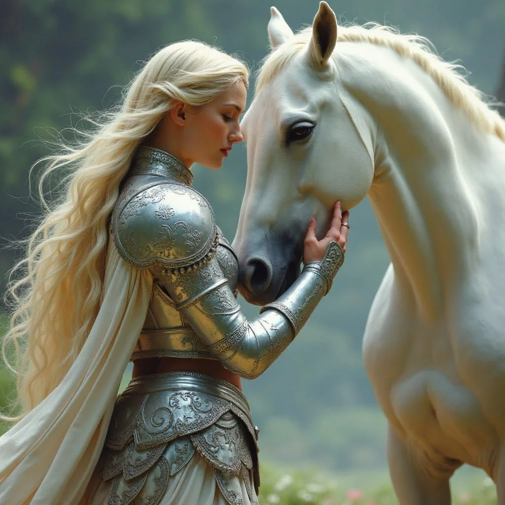 A white horse caught her eye, and when she approached it, it stood still. Isolde whispered softly to it, "I don't want to possess you. I won't give you a name. But I would like to use you and your group for a while."