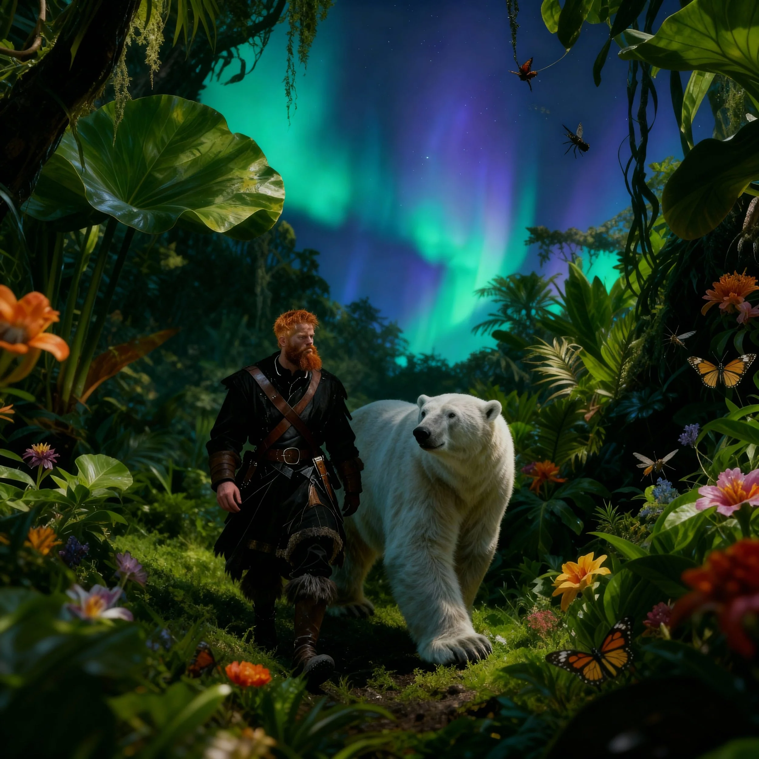 It was warm, indeed, in the jungle, so MacDonald dropped his fur coat. He was surprised to find a path amidst all the huge plants, and was glad that they hadn't met any carnivore dino's yet.