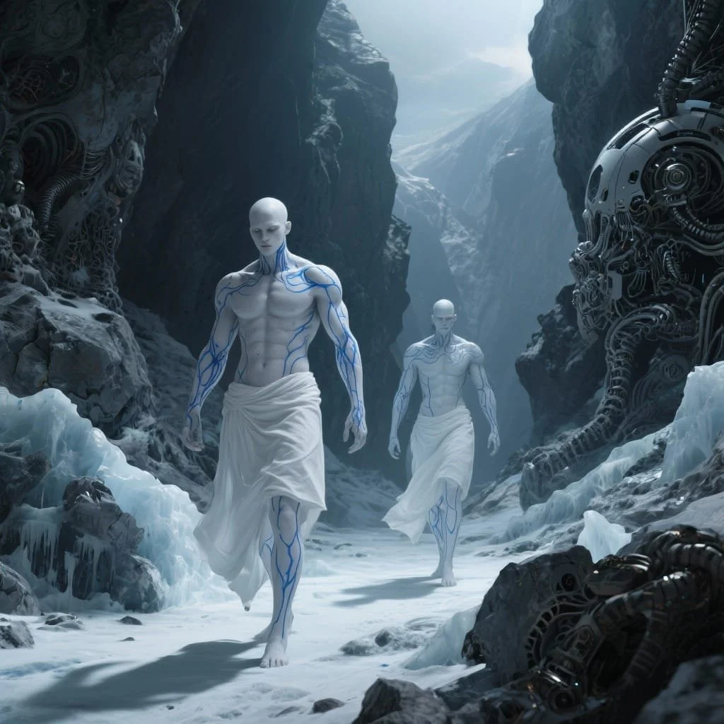 Behind him the white giants were gathering with the objective of leaving the mountains to go and explore civilizations to conquer.